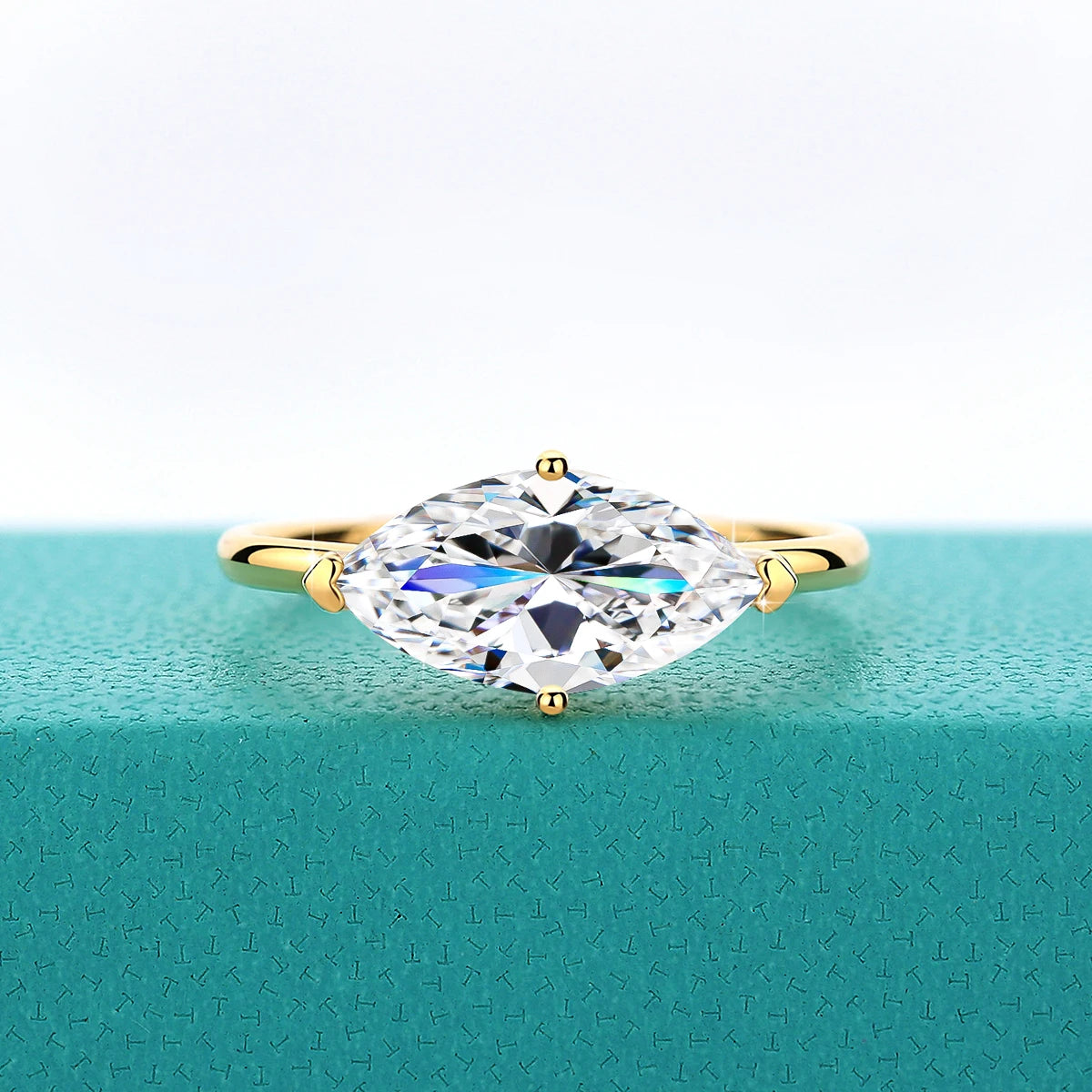 Gioiellieri Luxury Engagement Jewelry 6x12mm 2ct Marquise Cut Moissanite Hollow 14k Ring Women's Gold