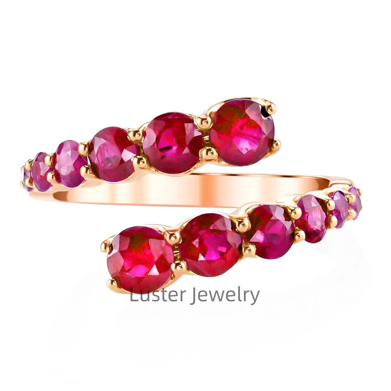 Gemfiori Luster Jewellery Pegion Blood Red Color 10/14/18k Moissanite Twist Solid Gold Ruby Ring