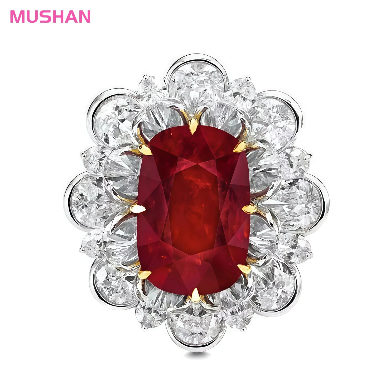 MUSHAN Jewelry Factory S925 Sterling Silver Rings High Carbon Diamond Ring Lab Grown Ruby Gemstones Jewelry Woman Weddings Bands