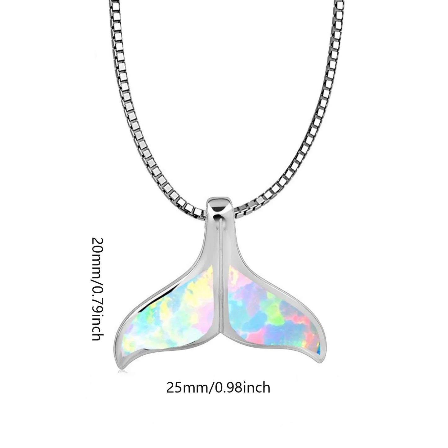 Aobao Whale Tail Necklace Fish Tail Pendant Copper Link Chain Opal Necklace Gift