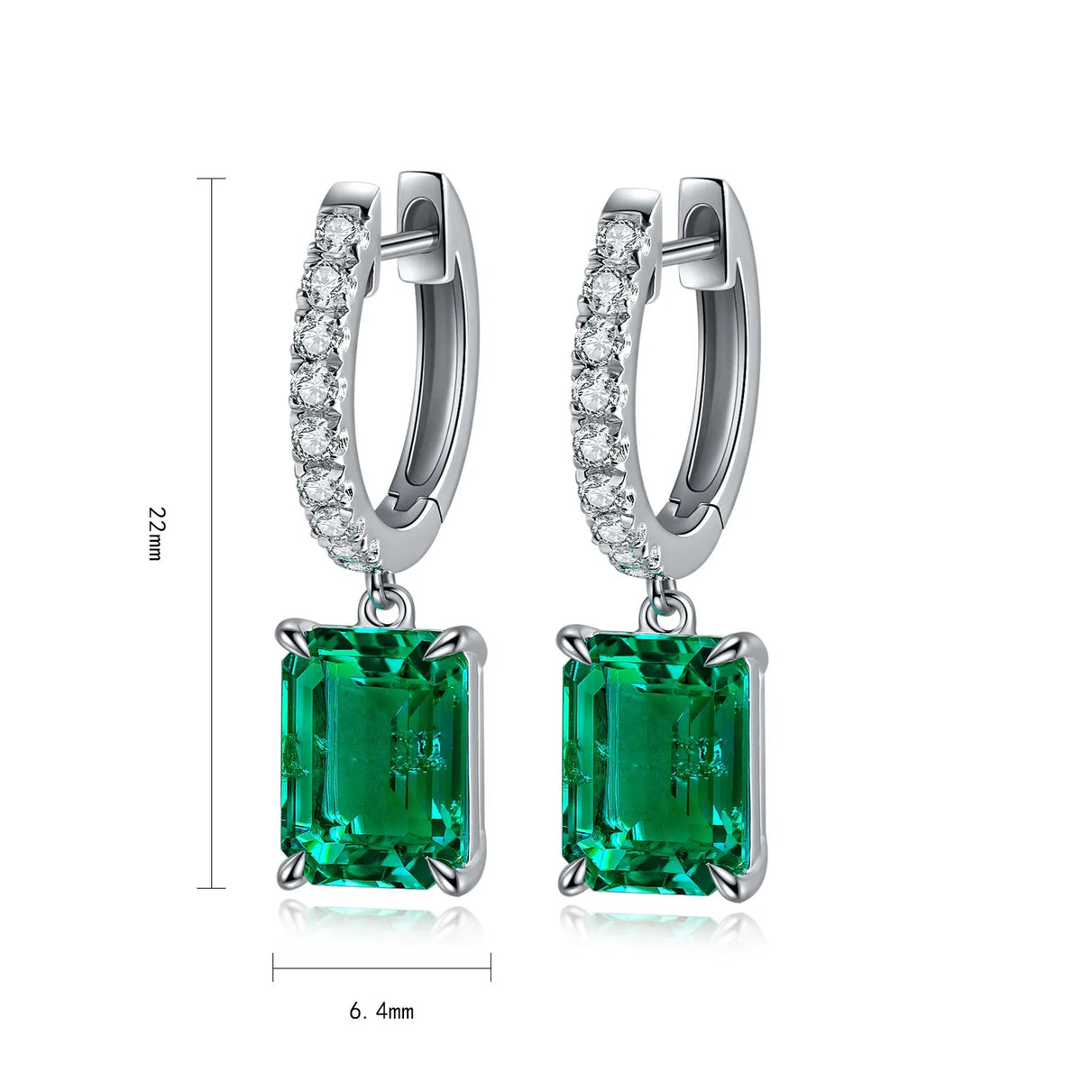 Gemfiori Anster High Quality S925 Lab Grown Emerald Earring Stud Dainty Gemstone Stud Earrings for Women Daily Wear Gift