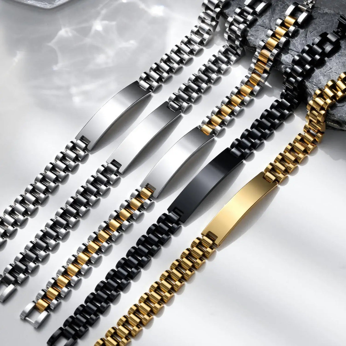 Customizable High-quality Titanium Steel Bracelets Punk Rectangle Bracelet for Women Men