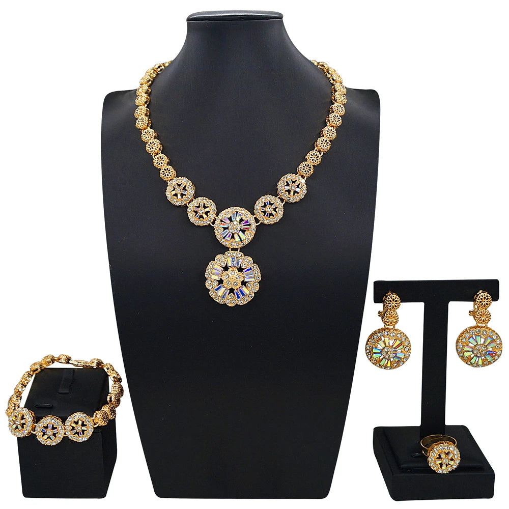 Zhuerrui Nigerian 18k Gold Plated Jewelry Set Brazil Gold Designer Wedding Jewellery Set Fashion Necklaces Jewelry SetsHB2501414