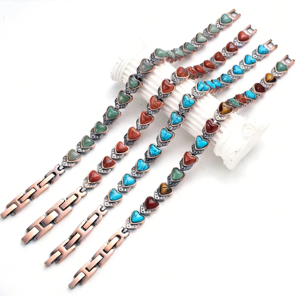 Fashionable Magnetic Inlaid Natural Turquoise Charm Butterfly Design Adjustable Unisex Trendy Bracelet