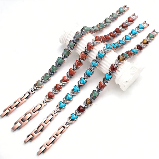 Fashionable Magnetic Inlaid Natural Turquoise Charm Butterfly Design Adjustable Unisex Trendy Bracelet