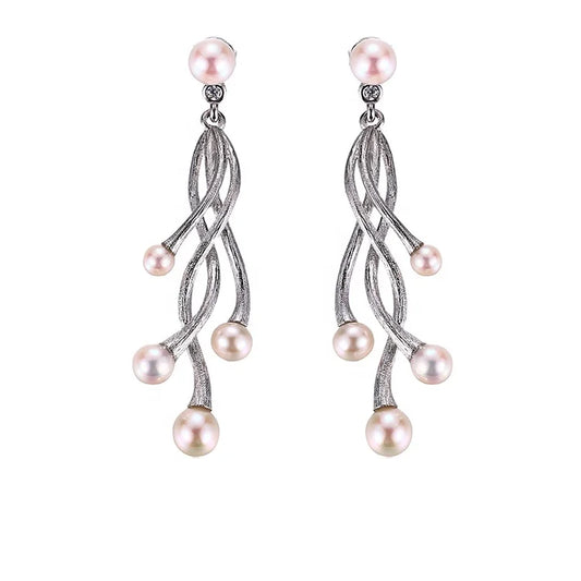 2023 New Arrivals Custom Made 925 Recycled Pendant Earrings Freshwater Pearl Rhodium Plated Party Gift Jewellery New Earring