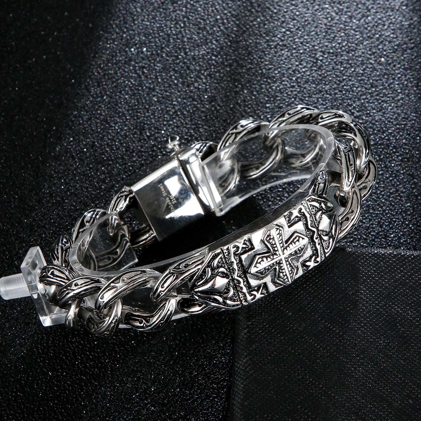 KALEN Fashionable Retro Cross  Stainless Steel Bracelet Man