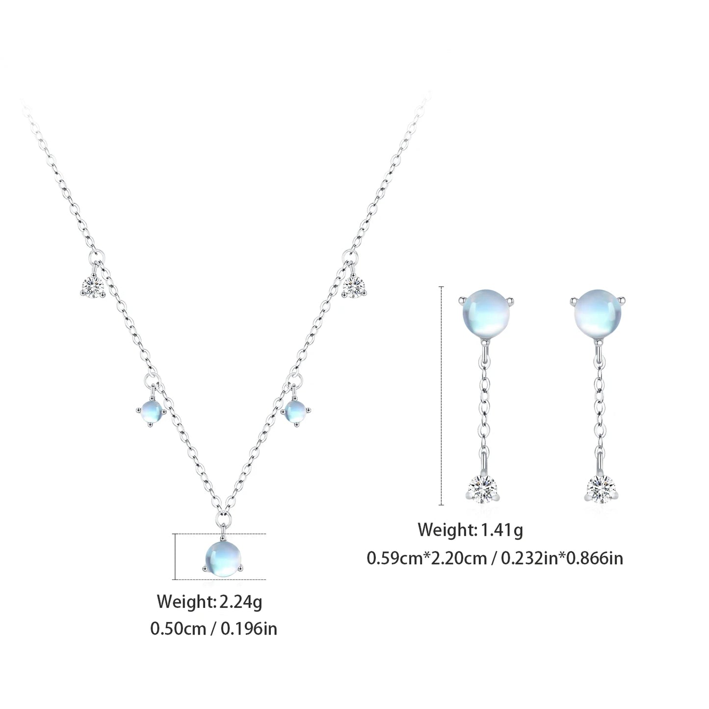 Ailmay 925 Sterling Silver Romantic Chain Tassel Earrings Pendant Necklace For Women Wedding Bridal Jewelry