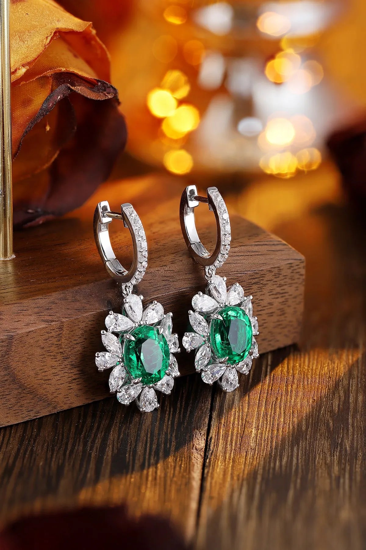 Gemfiori Anster High Quality S925 Lab Grown Emerald Earring Stud Dainty Gemstone Stud Earrings for Women Daily Wear Gift