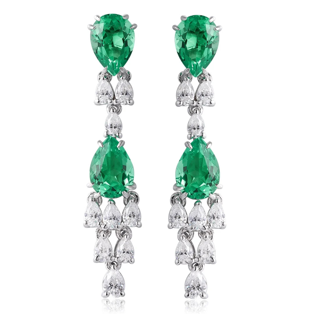 Gemfiori Anster High Quality S925 Lab Grown Emerald Earring Stud Dainty Gemstone Stud Earrings for Women Daily Wear Gift