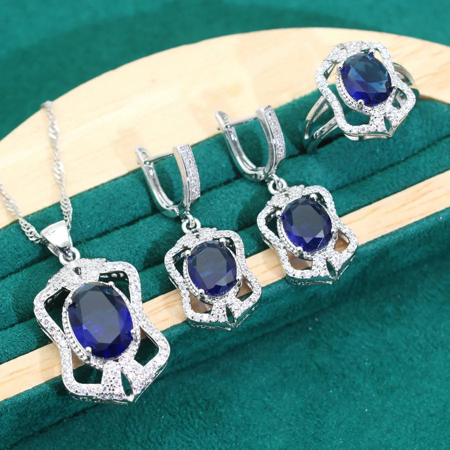 XOTICA Luxury 925 Sterling Silver Zirconia Jewelry Set Classic Amethyst for Wedding Party Birthday-Classic Wedding Bracelet Ring for