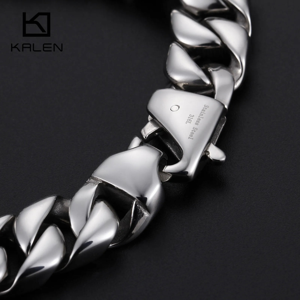 REBEL VIKING Cuban Link Chain Bracelet – 316L Stainless Steel Men's Silver Bangle 23cm