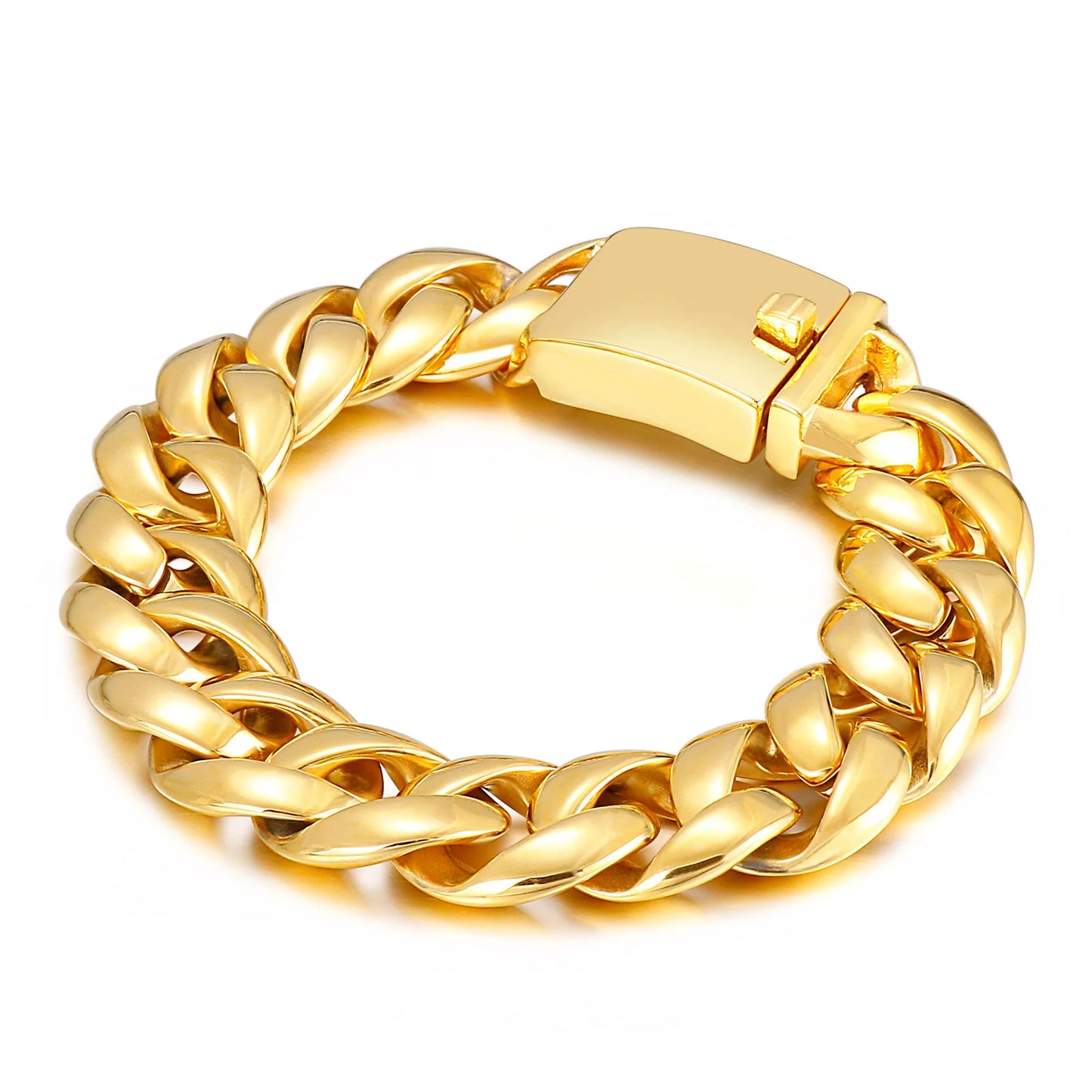KALEN Charm Stainless Steel Fashion Gold Plated Shiny Male Bracelet