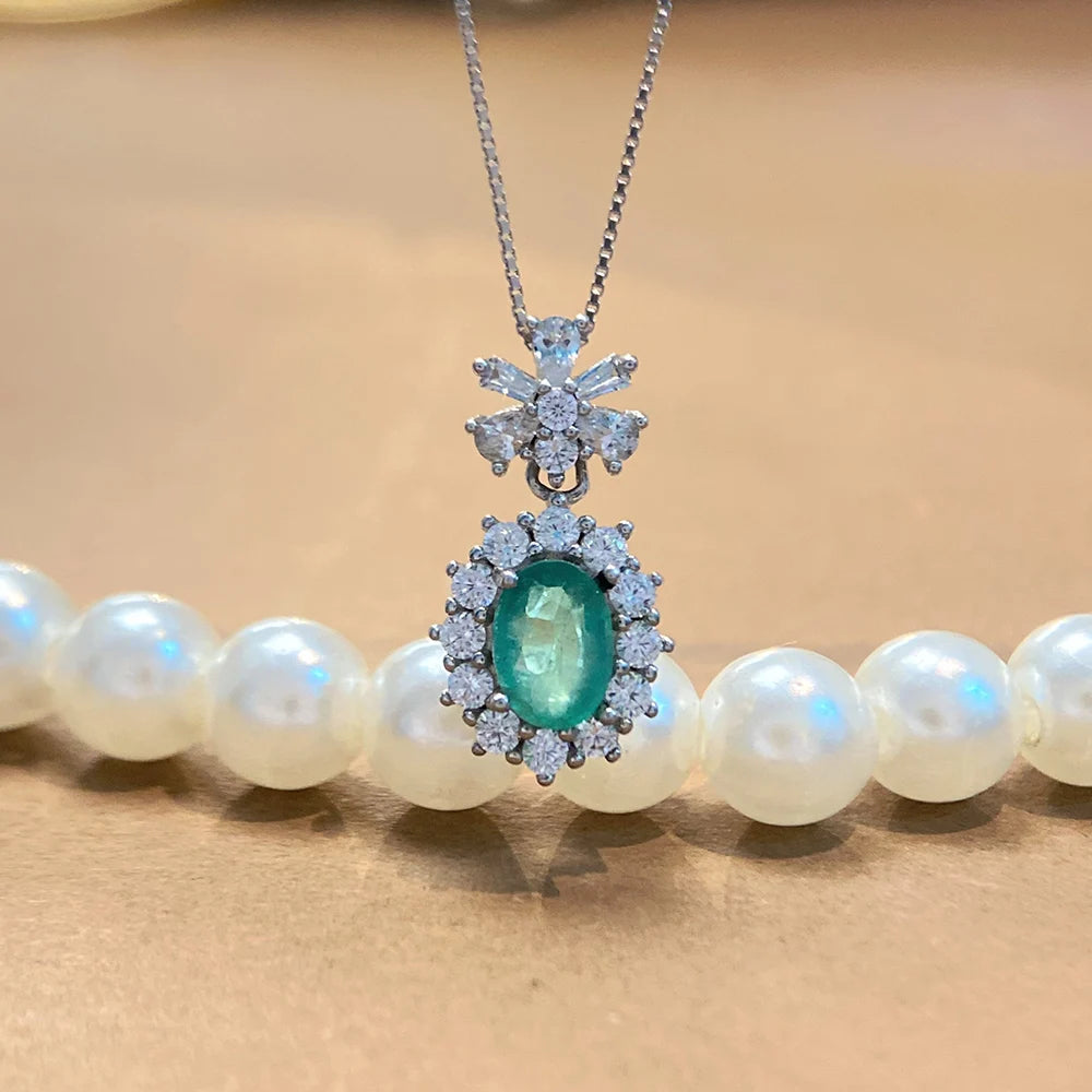 Gioiellieri Natural Green Emerald Jewelry for Women with 925 Sterling Silver Pendant May Birthstone Fine Jewelry Wedding Anniversary Choice