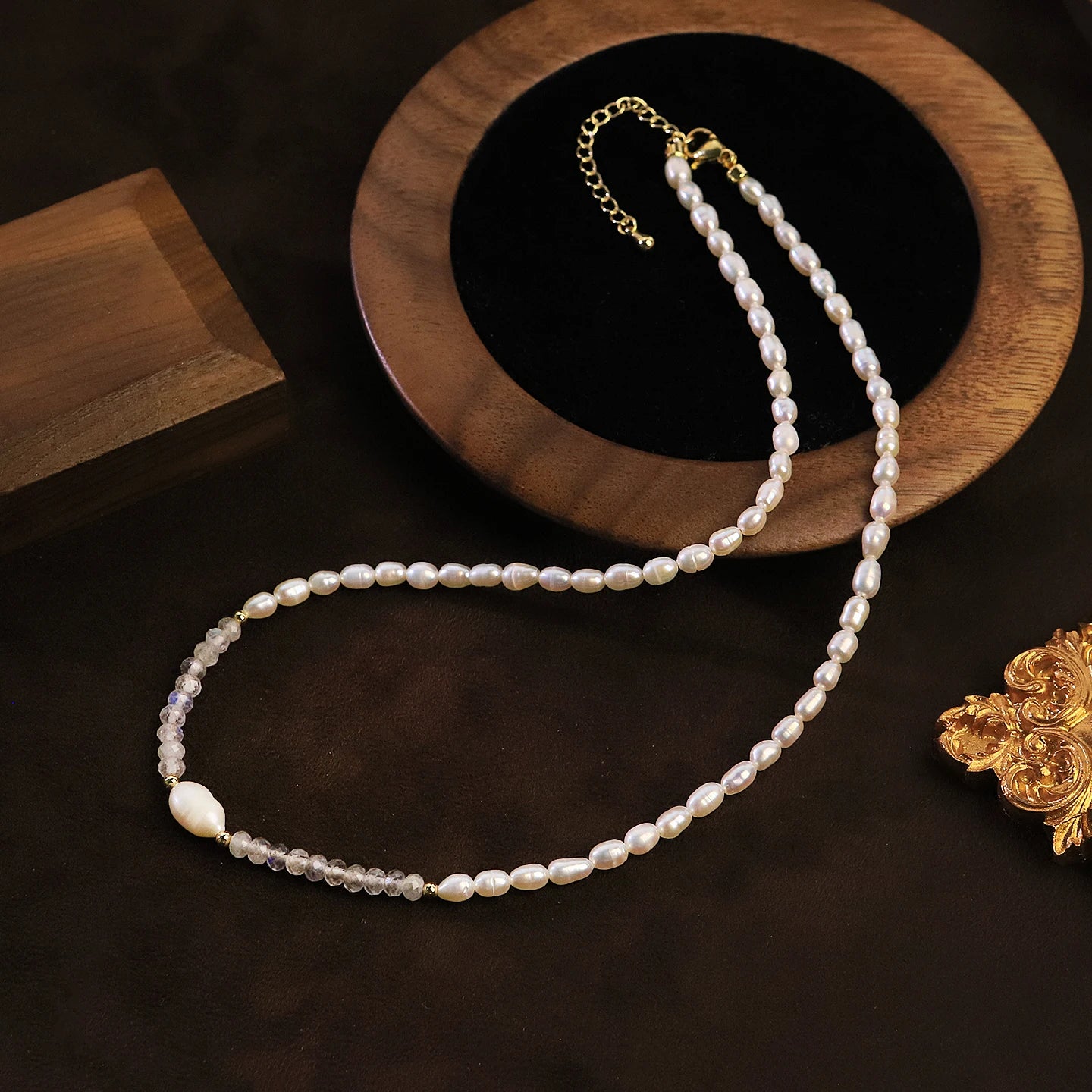 Natural Freshwater Pearl Moonstone Beaded Necklace for Women Daily Wedding Gift Dainty Bridal Choker Necklace Fashion Jewelry