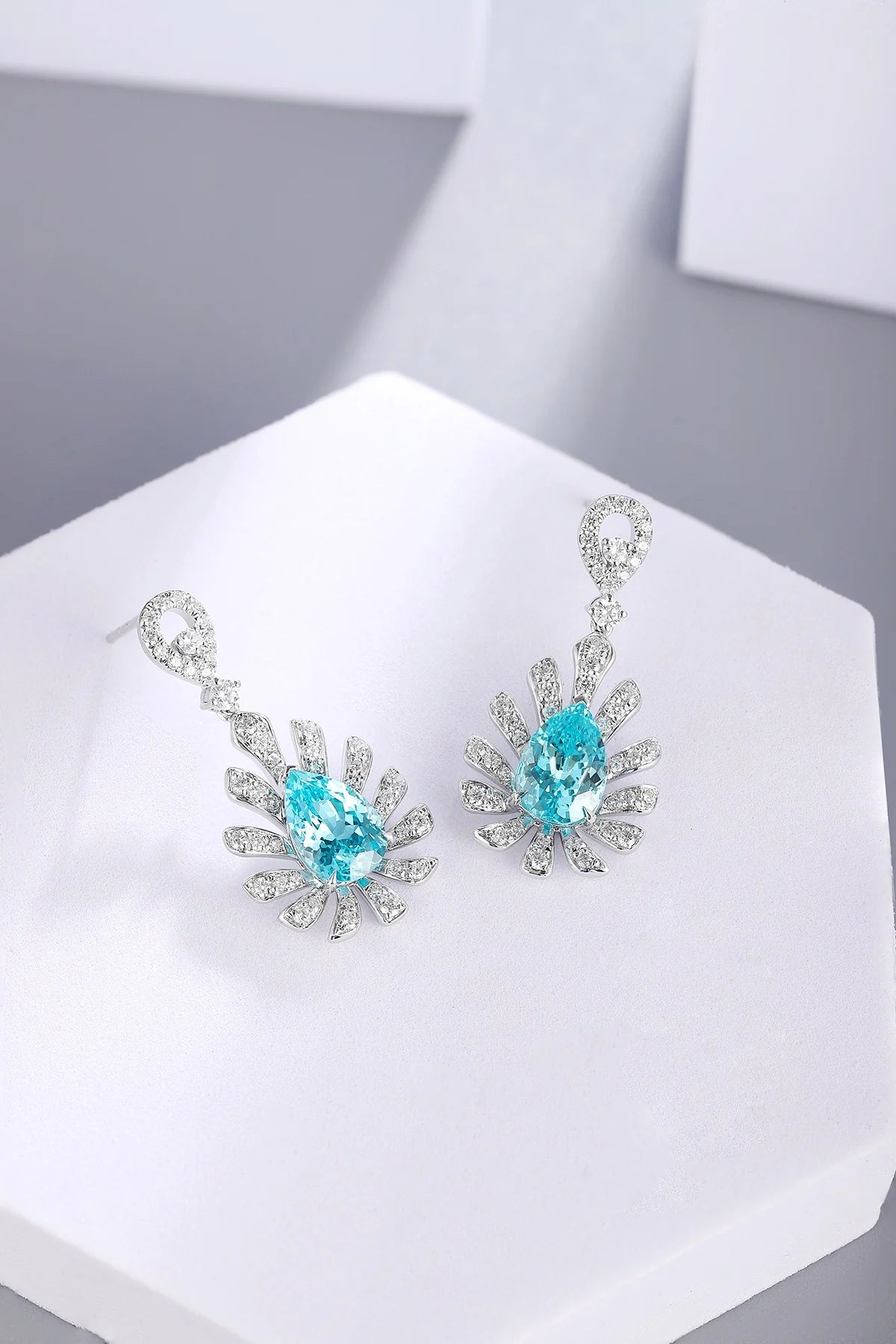 Gemfiori New in Vintage 925 Silver Earrings Lab Grown Paraiba Yag Drop Earrings for Women Fine Jewelry Wedding Gift for Her