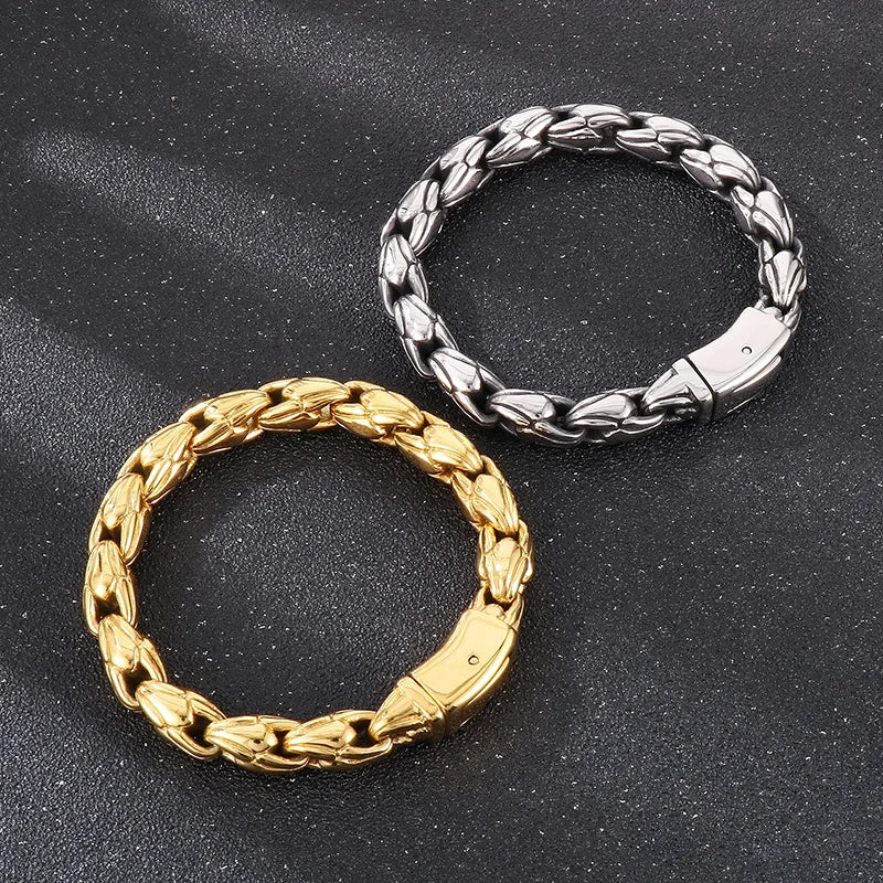 REBEL Punk Fine Jewelry Fashion Bracelets Stainless Steel Skull Trendy Links Bracelet