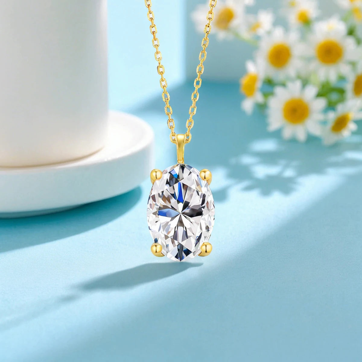 Gioiellieri Luxury Gold Jewelry Supplier Woman Mother's Day Gift Hollow 14K Gold 1ct 2ct 3ct Oval Moissanite Diamond Pendant