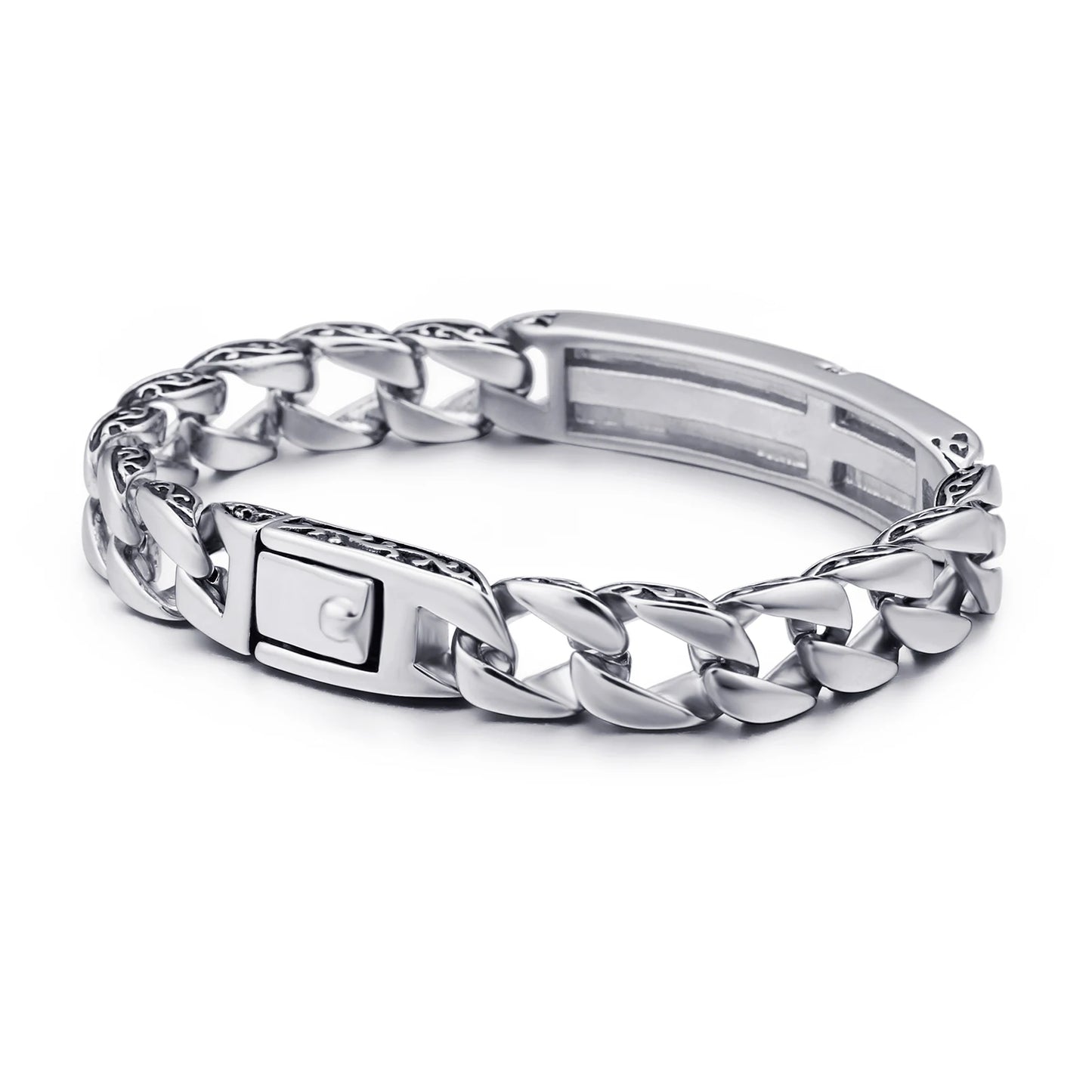 KALEN Personality Croving Flower Inlaid Zircon Cross Men's Bracelet