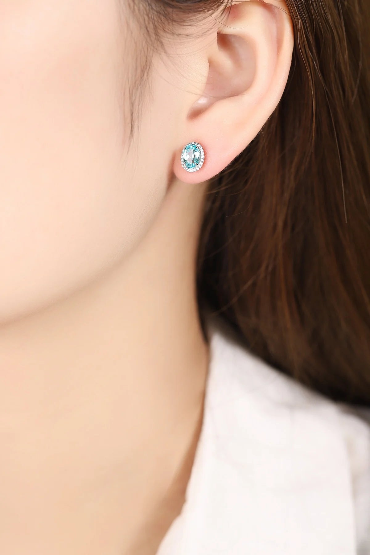 Gemfiori Anster High Quality S925 Lab Grown Paraiba Earring Stud Dainty Gemstone Stud Earrings for Women Daily Wear Gift