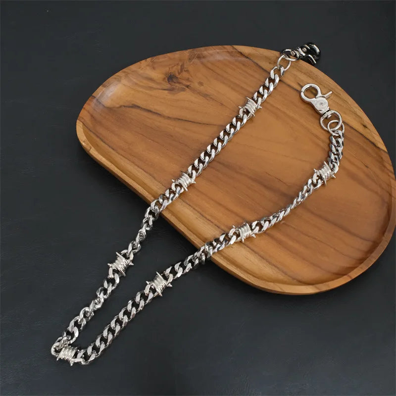 New Stainless Steel Bamboo Chain Hip Hop Punk Unisex Cuban Waist Chain Pants Accessories