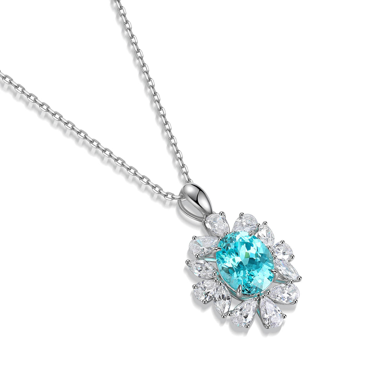 Gemfiori Anster 925 Sterling Silver High-quality Cultivated Paraiba Necklace - Suitable for Parties or As a Gift