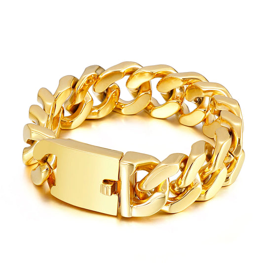 KALEN Domineering Stainless Steel Gold-plating Cuban Male Bracelet