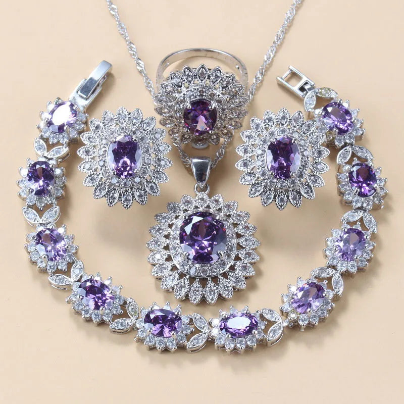 REDheart 2025 Fashion Earrings Rings Bracelets Necklace Fashion Elegant Zircon Jewelry Sets for Women Mothers Day or Wedding