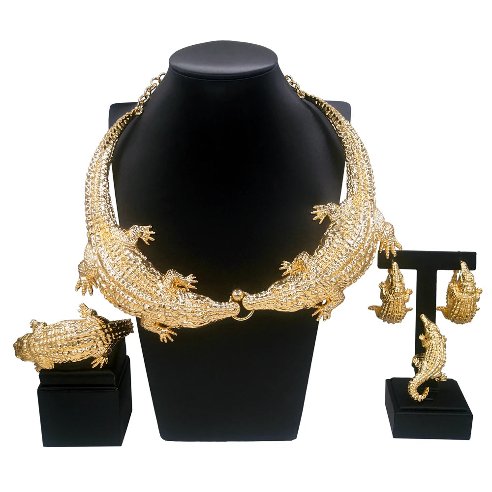 Zhuerrui Fashion Necklace Big Jewelry Sets New Design 24k Italian Gold Plated Women Jewelry Set H00631