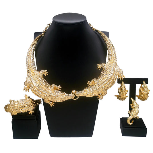 Zhuerrui Fashion Necklace Big Jewelry Sets New Design 24k Italian Gold Plated Women Jewelry Set H00631