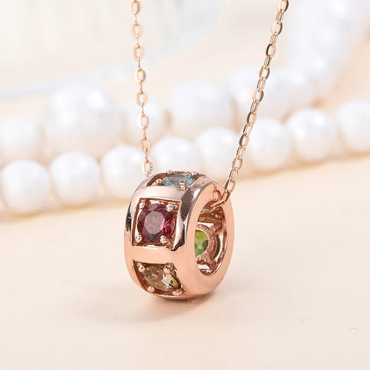 Gioiellieri Factory Supply High Quality 925 Sterling Silver Women's Oval Cut Natural Tourmaline Claw Setting Choker Pendant Necklace Rhodium