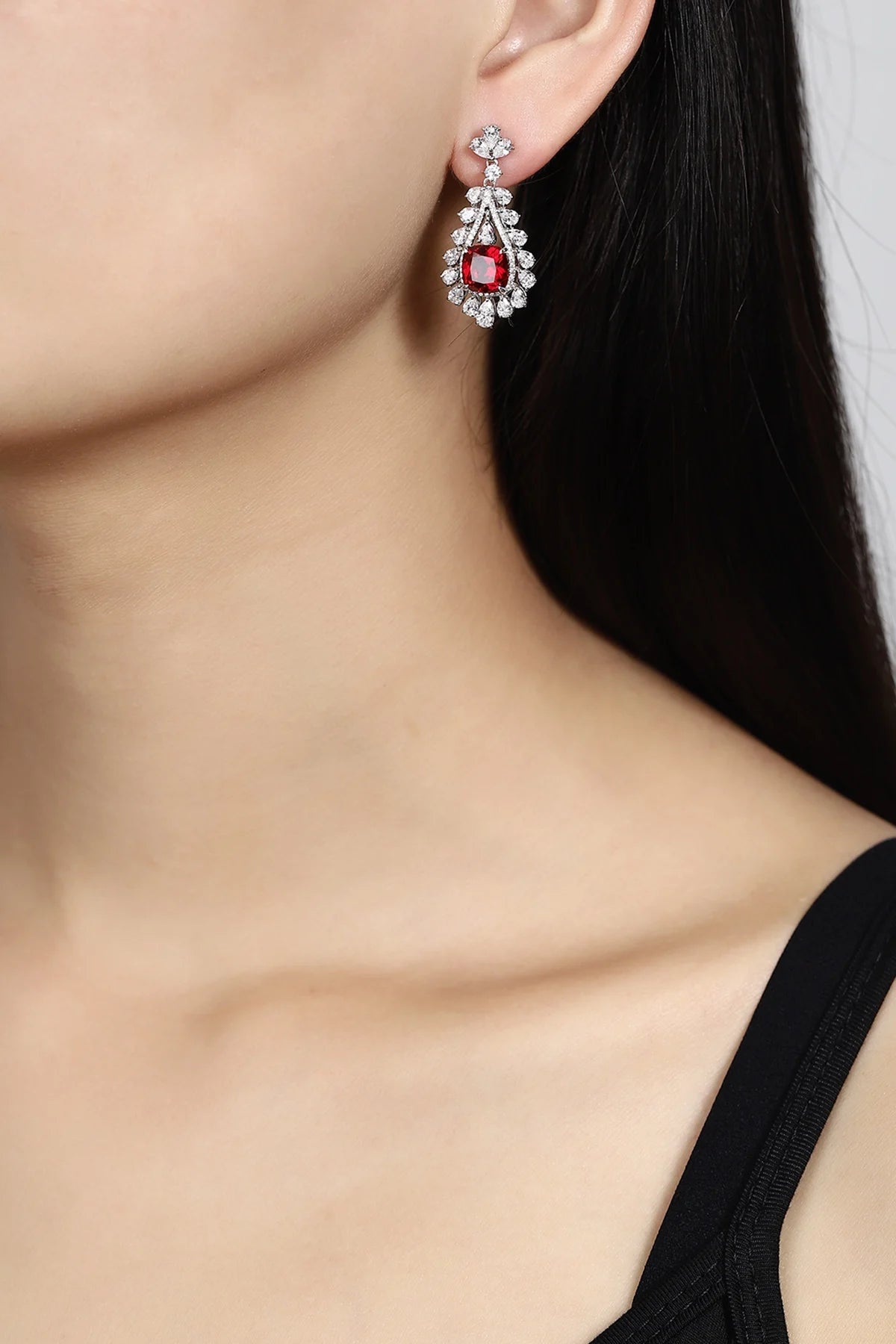 Gemfiori Anster High Quality S925 Lab Grown Ruby Earring Stud Dainty Gemstone Stud Earrings for Women Daily Wear Gift