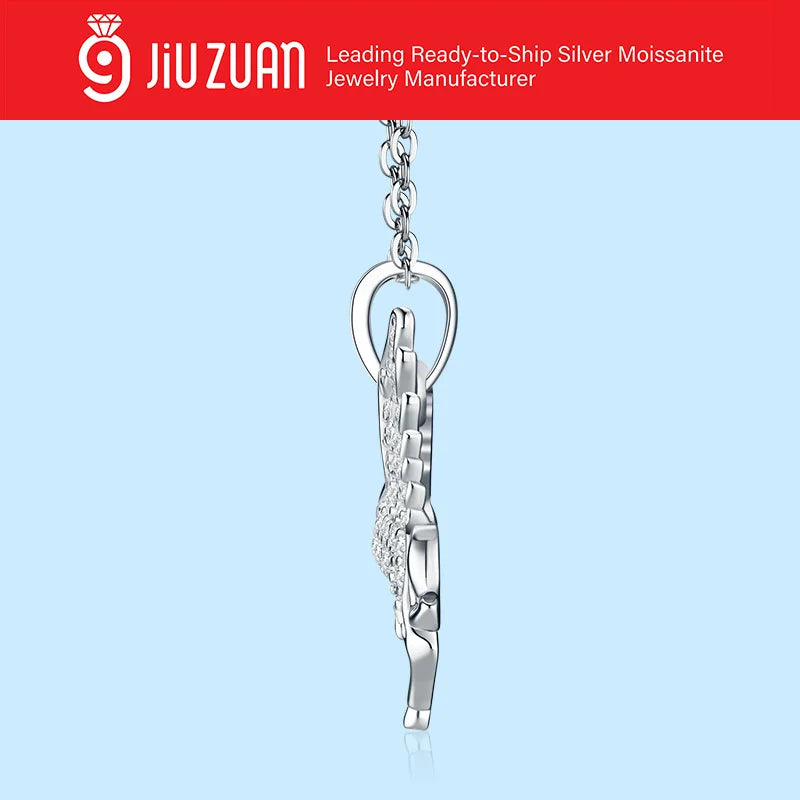 Romantic Full Pave Winged Unicorn S925 Silver VVS Round Brilliant Cut All Encrusted Dainty GRA Certified Moissanite Necklace