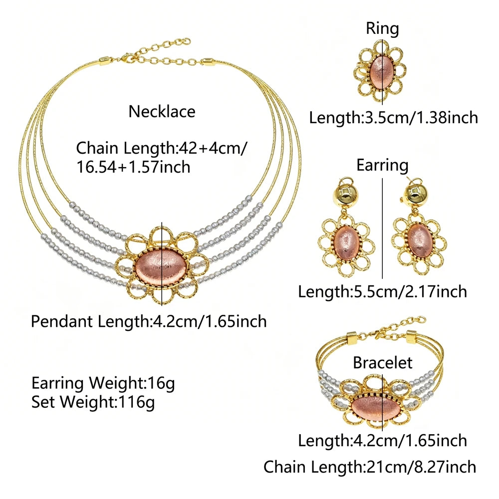 Italian Jewelry Set Alloy Brazilian Jewelry Sets Wedding Party Pendant Necklace Bracelet Ring Earrings Jewelry Set  HS2603925
