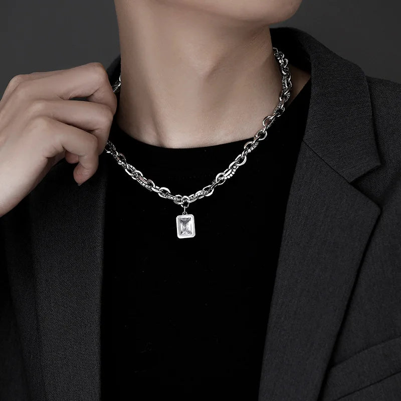 NEWLiFE VIKING Cuban Link Zircon Necklace in Silver Plated for Women & Men | Designer Jewellery for women & MEN