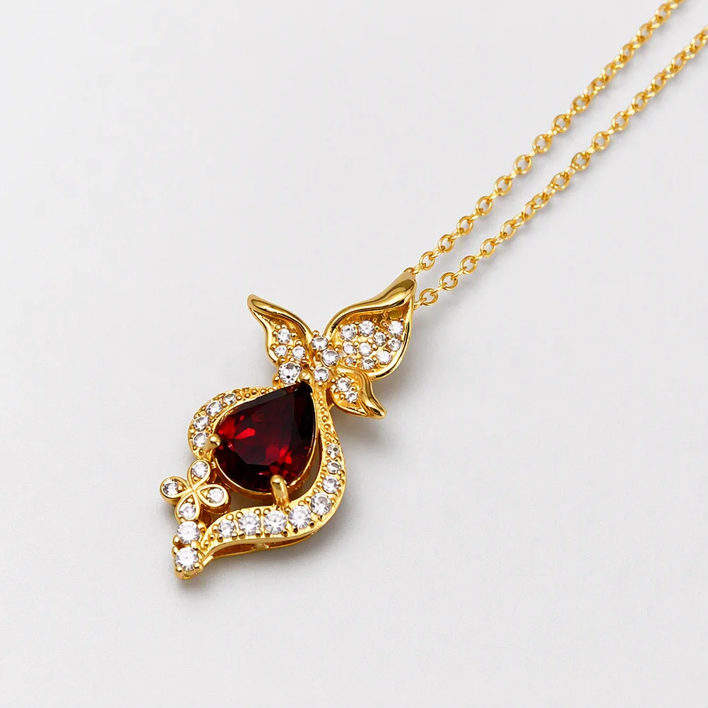 Gioiellieri Natural Garnet Sterling Silver Pendant with S925 Stamp for Quality Assurance Red Gemstone Fine Jewelry Charm for Lady Necklace