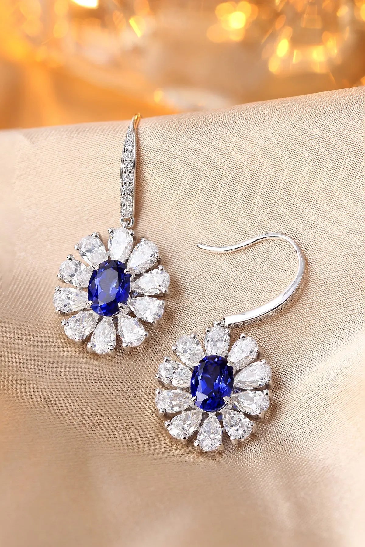 Gemfiori Anster High Quality S925 Lab Grown Sapphire Earring Stud Dainty Gemstone Stud Earrings for Women Daily Wear Gift