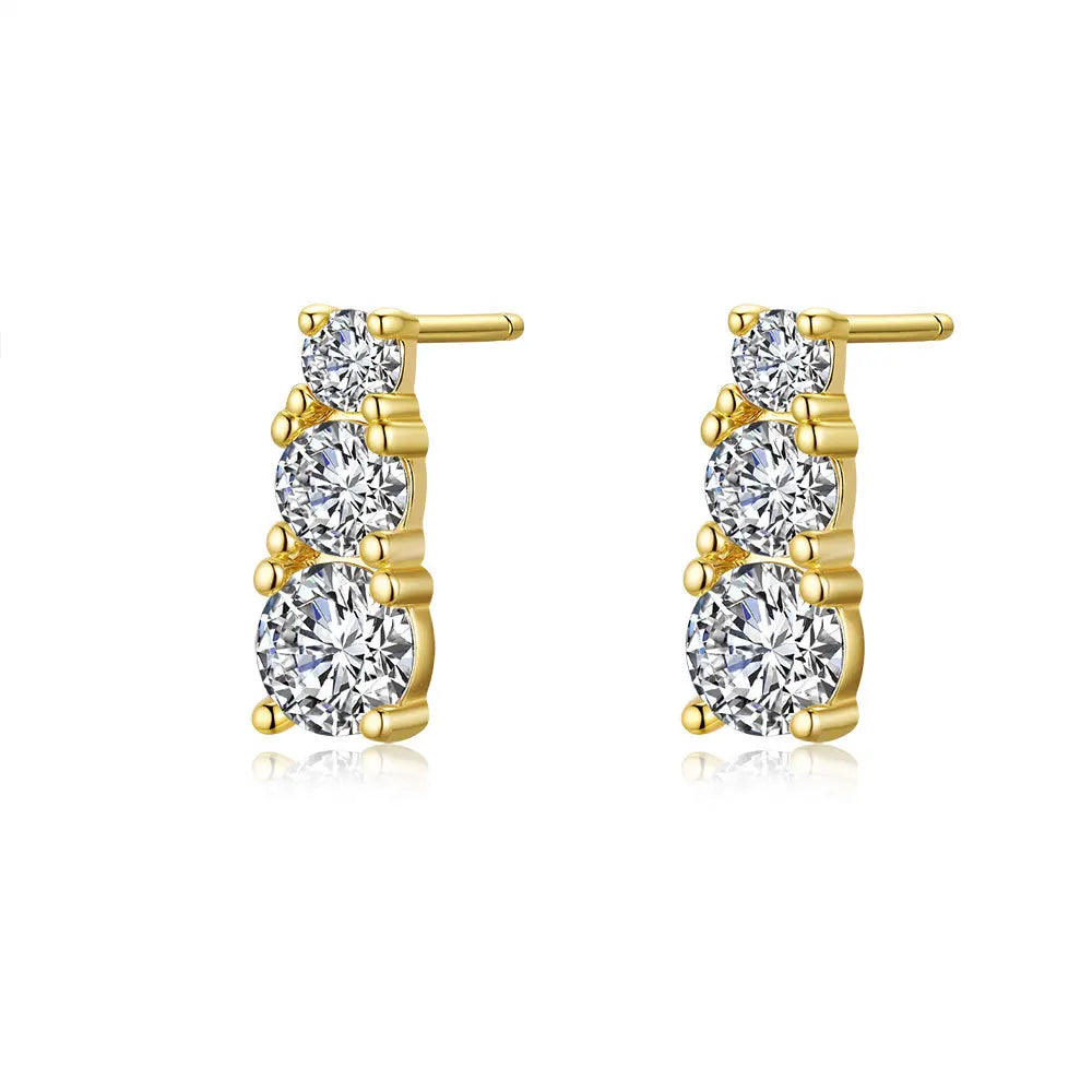 ArtistA D Color 2 Carat Moissanite Gradient Size 3 Diamond Elegant Pendant Necklace EarringRings Jewelry Set for Women