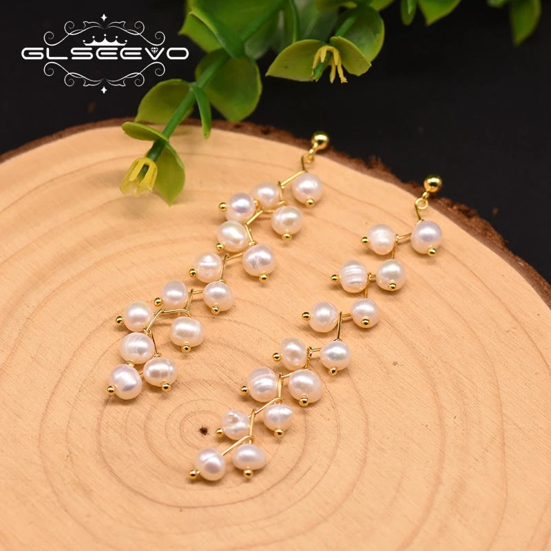 New Jewelry Natural Pearl Drop Earrings 18K Gold Plated Jewelry Korean Designer Jewelry Flower Earrings for Women Wholesale Bulk