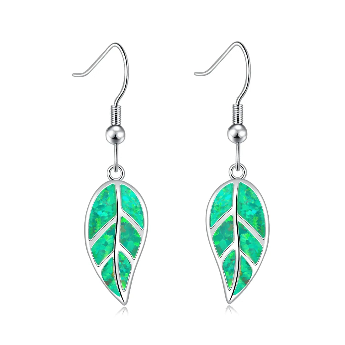 TikTok Viral Ocean Leaf Brass Opal Christian Plant Pendant Earrings Boho Beach Dainty Jewelry