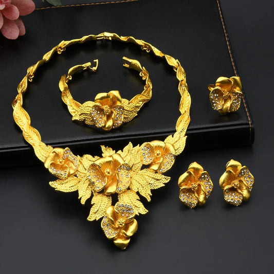 Gold Heart Bridal Jewellery Set | Necklace, Bracelet, Earrings & Ring | 24 Style Options