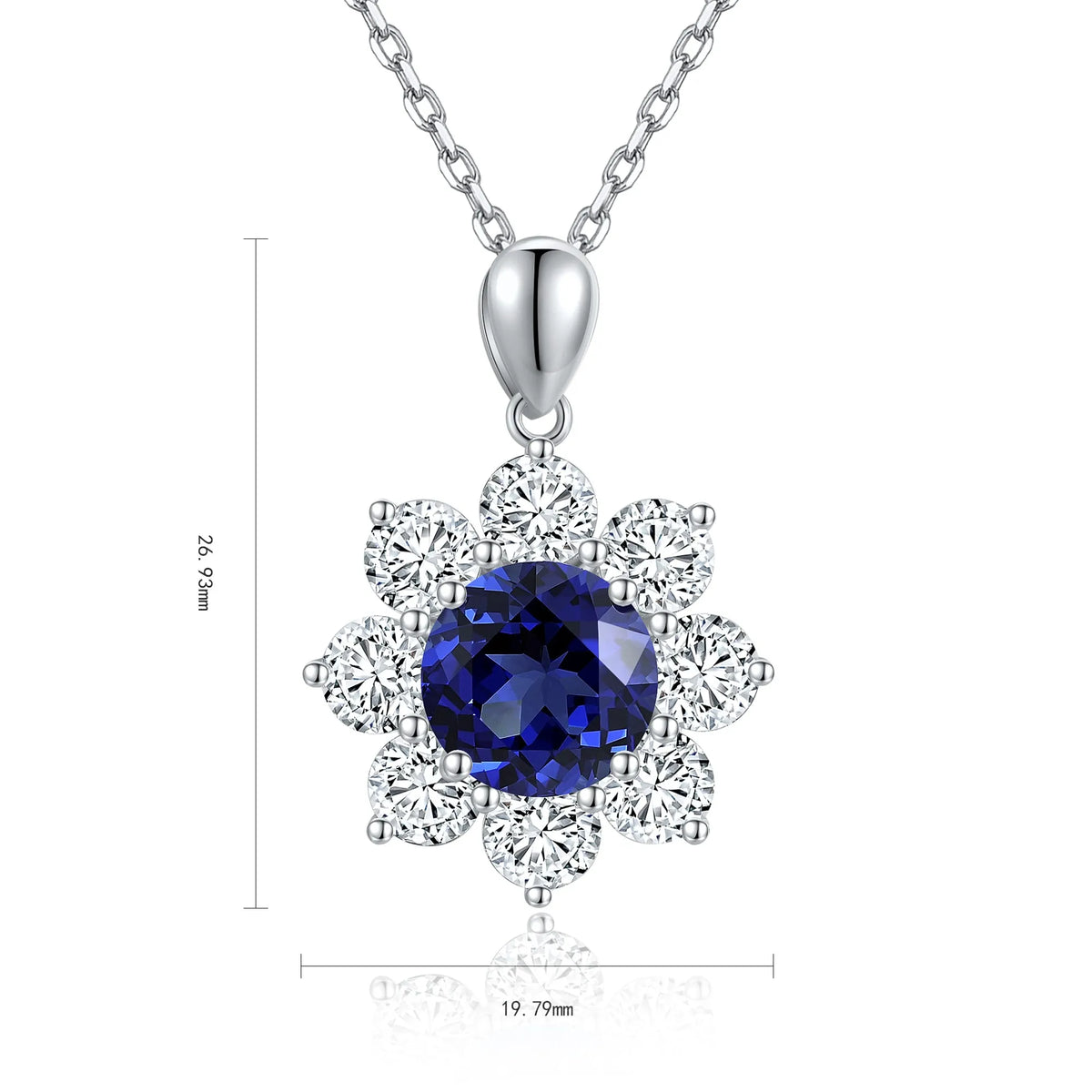 Gemfiori Anster 925 Sterling Silver High-quality Cultivated Sapphire Necklace - Suitable for Parties or As a Gift