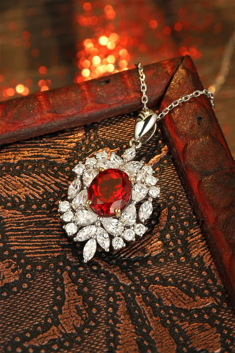 Gemfiori Oval 9*7mm 2.15ct Pigeon blood Lab Ruby 18k gold pendant Necklace Shenzhen custom jewelry manufacturer Wuzhou Gemfiori
