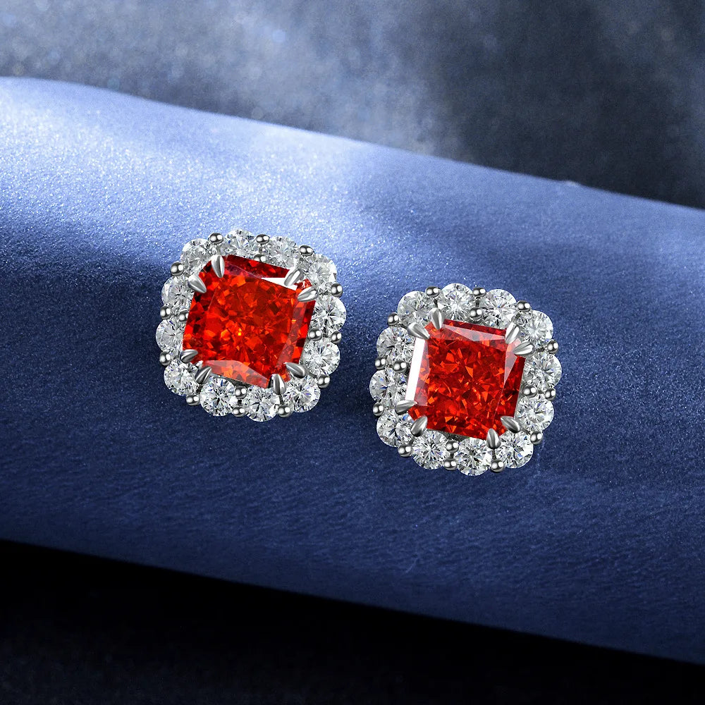 MUSHAN Jewelry Factory 2ct High Carbon Diamond Stud Earrings of Same Style As Live Broadcast 925 With Simple 7*7 Design