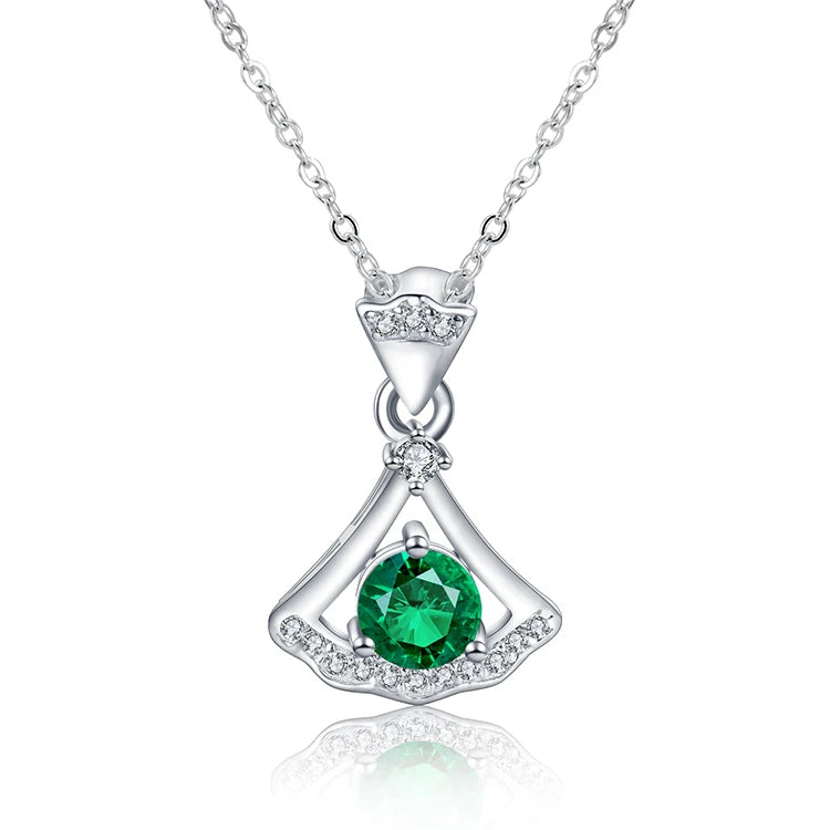 Gemfiori Fine Jewelry 925 Sterling Silver Necklace Solid Silver Link Chain Necklace Personalized Sets Birth Stone Loose Gemstone