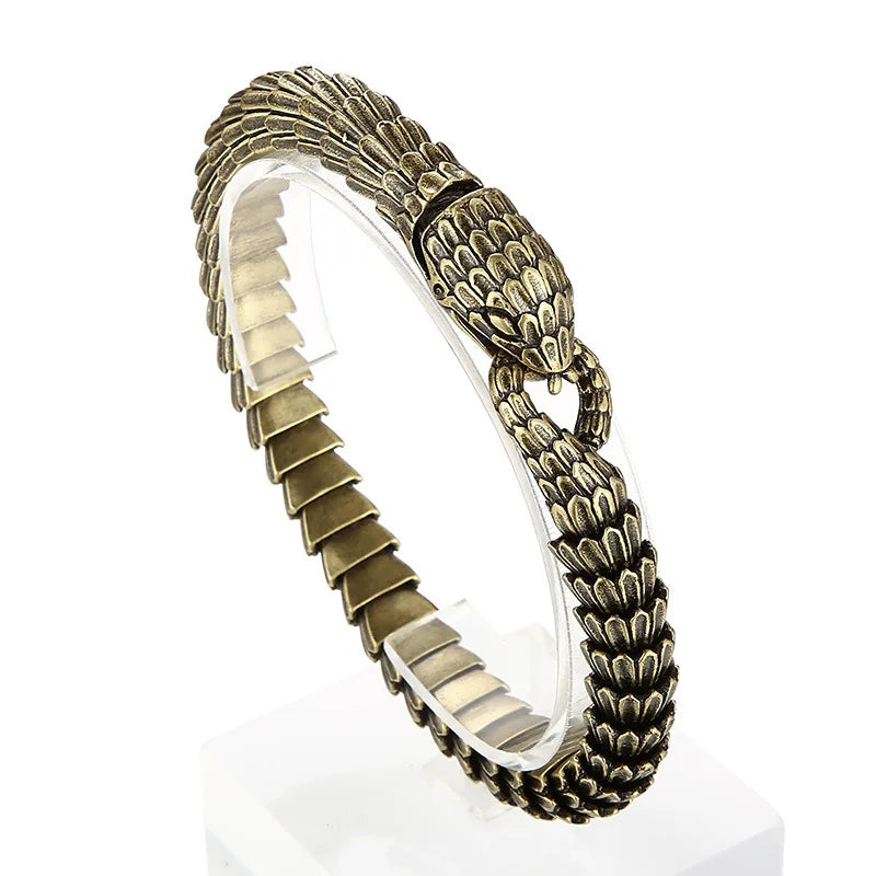 REBEL Viking Gothic Snake & Lion Skull Bracelet – Stainless Steel | Men's Hip-Hop Punk Chain