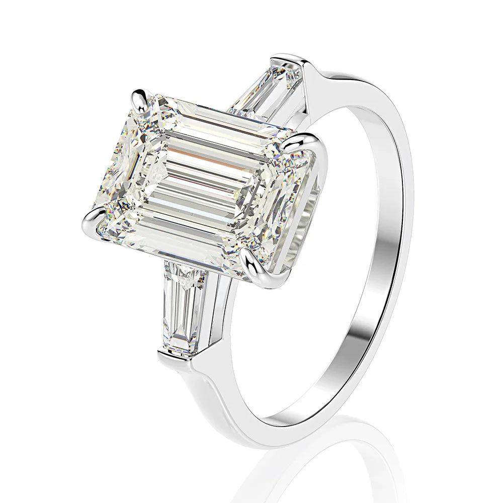 Silverelli | 925 Silver Geometric Diamond Ring | Platinum Plated | Pave Setting