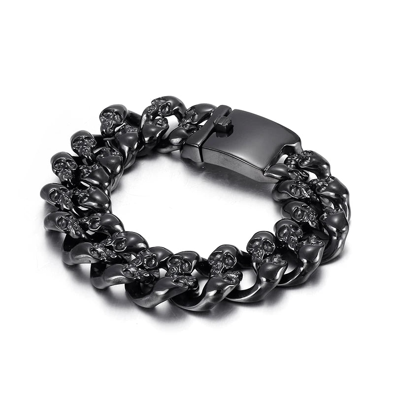 KALEN Punk Fine Fashion Jewelry Bracelets Stainless Steel Men Skull Links Bracelets Bangle