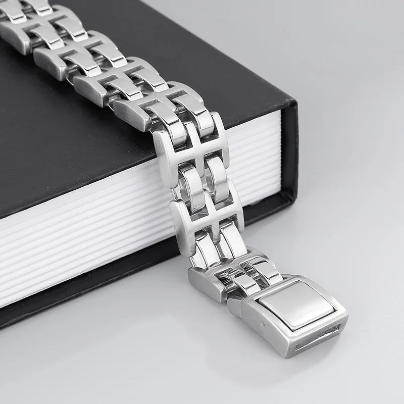 KALEN 230mm Casual Polished Stainless Steel Watchband Links Bracelet for Man