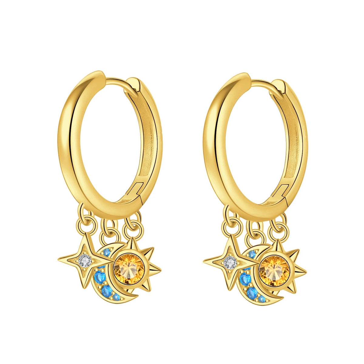 S&S Zircon Drop & Hoop Earrings | Snowflake, Feather & Clover | S&S